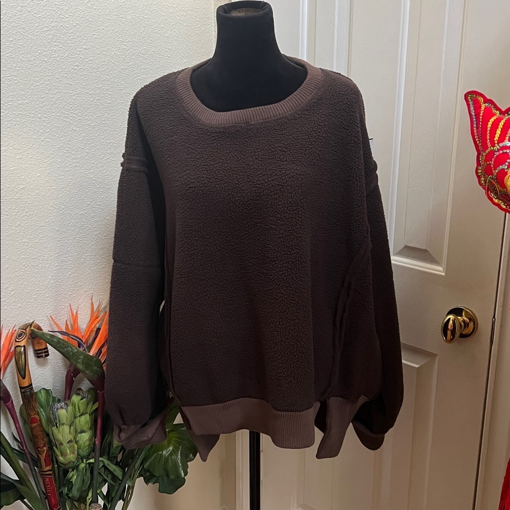Free People Camden Fleece brown medium - Picture 3 of 9
